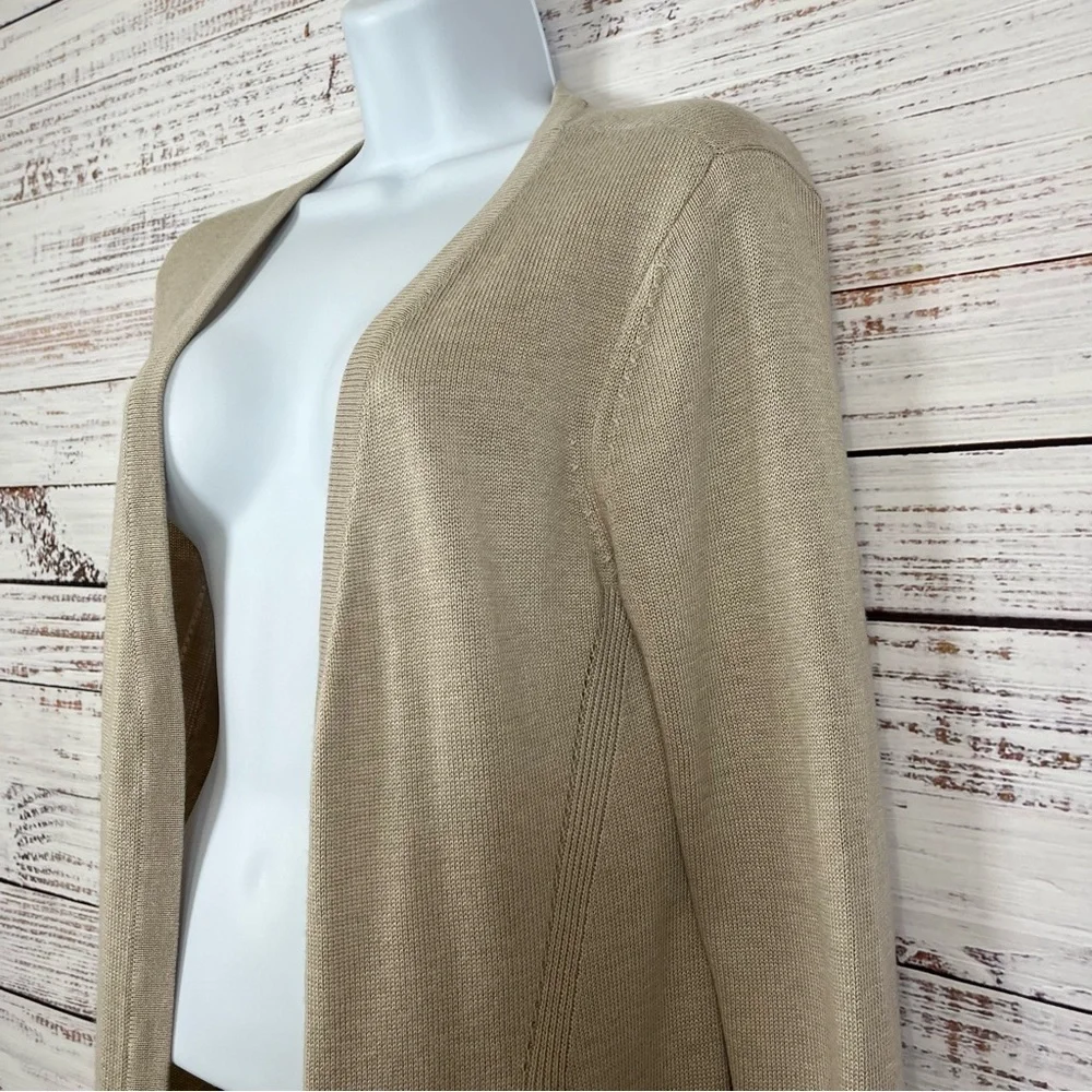 White House Black Market Tan Duster Fringe Long Sleeve Cardigan Sweater